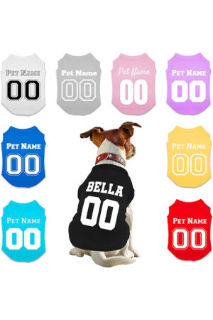 Customized Dog Jersey Shirt, Breathable Doggy Football Tee, Lightweight Sleeveless Vest Pet Clothes Personalized Pet Shirt Custom with Name/Text/Photo/Logo