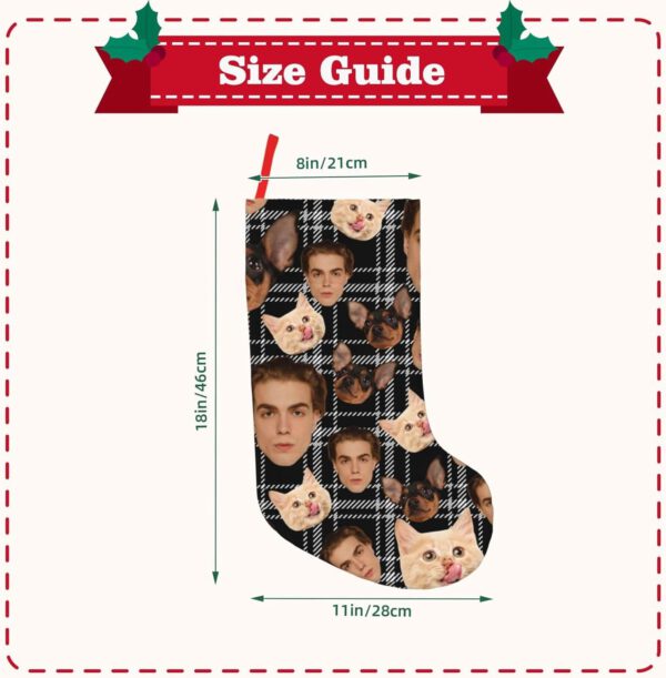MpicChips Personalized Christmas Stockings, Christmas Decor Photo Design Customize with Your Name 18'' Stockings for Family - 图片 4