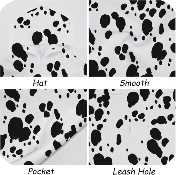 Cute Dalmatian Dog Costume, Dalmatians Print Hoodie Puppy Winter Halloween Cosplay Clothes Sweaters Outfits Pullover Pets' Sweatshirt Hoodies with Pocket for Small Dog XXS - 图片 3