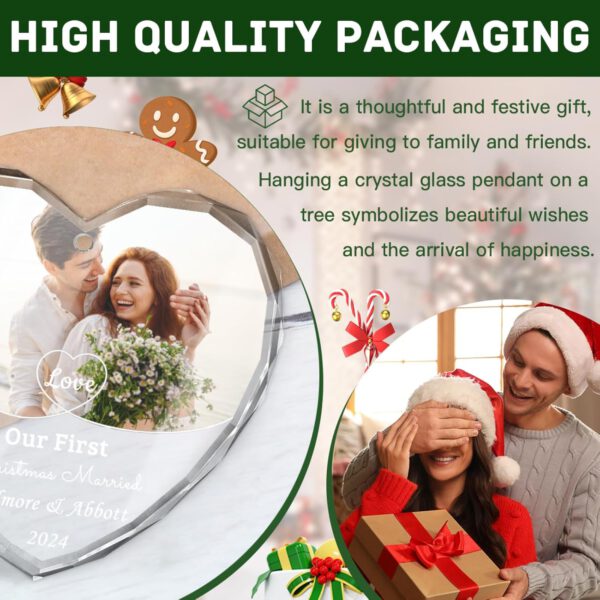 Personalized Our First Christmas Ornament 2024, Christmas Birthday Gifts for Him Her, Glass Christmas Ornaments Gifts for Newly Engaged Couples - 图片 4