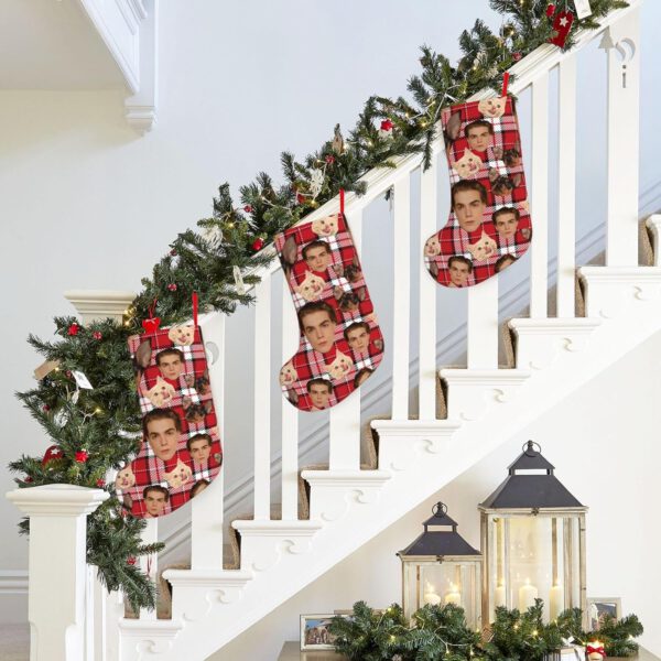 MpicChips Personalized Christmas Stockings, Christmas Decor Photo Design Customize with Your Name 18'' Stockings for Family - 图片 7