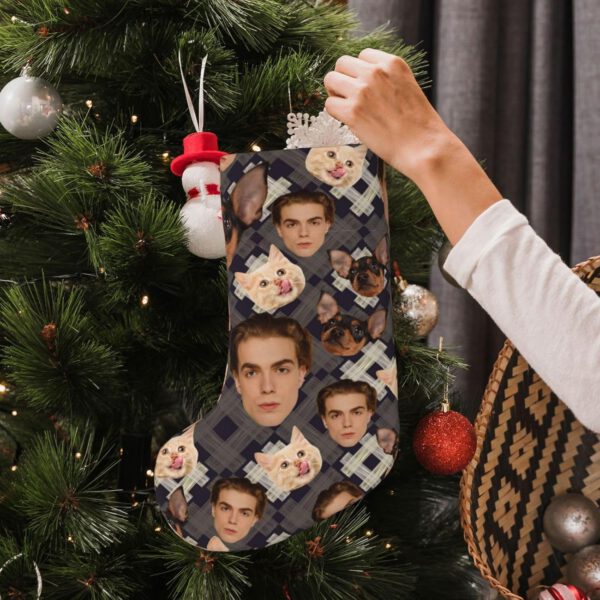 MpicChips Personalized Christmas Stockings, Christmas Decor Photo Design Customize with Your Name 18'' Stockings for Family - 图片 3