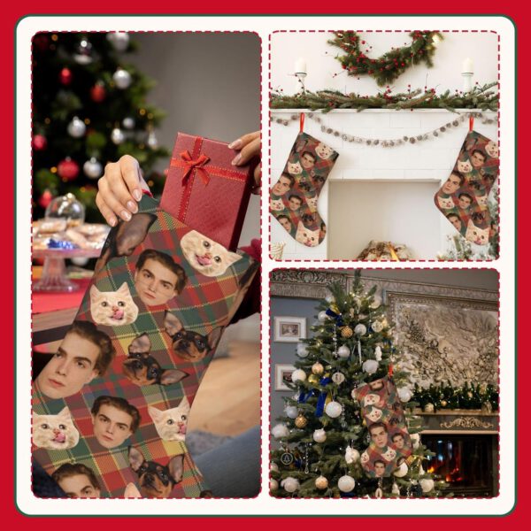 MpicChips Personalized Christmas Stockings, Christmas Decor Photo Design Customize with Your Name 18'' Stockings for Family - 图片 2