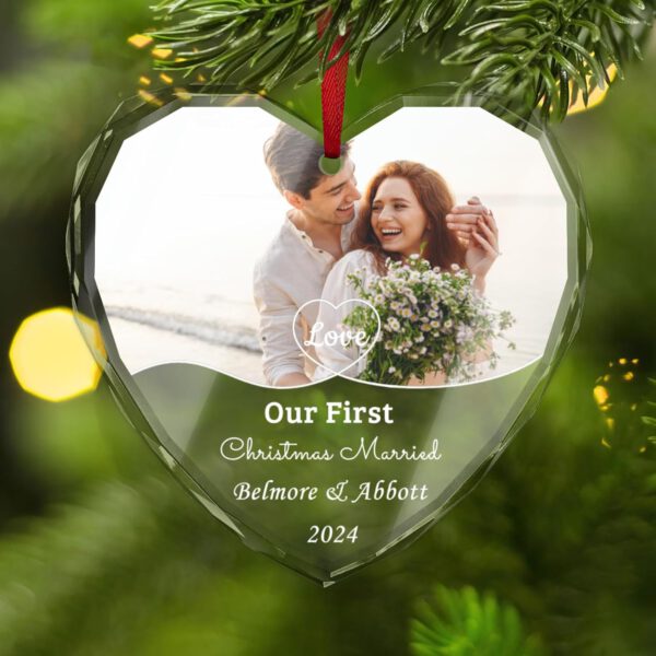 Personalized Our First Christmas Ornament 2024, Christmas Birthday Gifts for Him Her, Glass Christmas Ornaments Gifts for Newly Engaged Couples - 图片 8